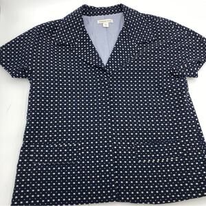 Coldwater Creek Blazer Mature Navy With Tan Stitching Short Sleeve Classic 12